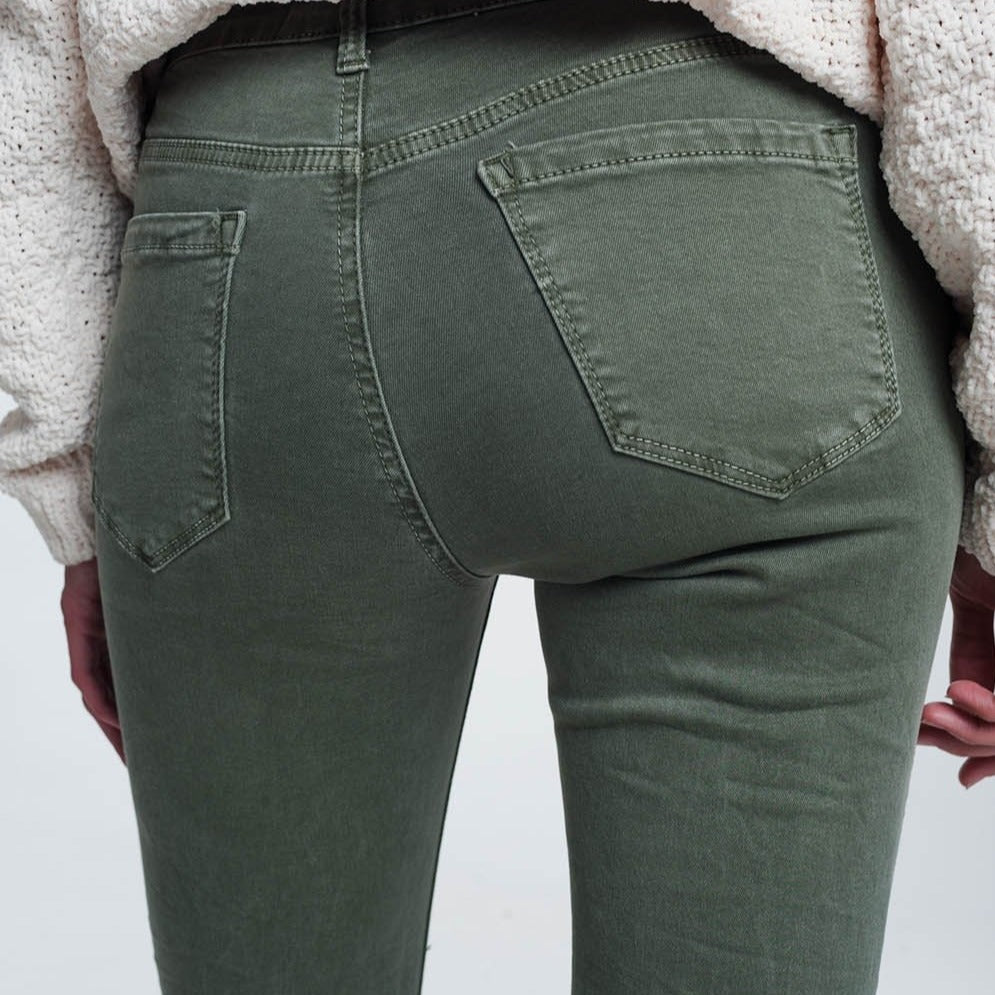 High Waisted Skinny Jeans in Green