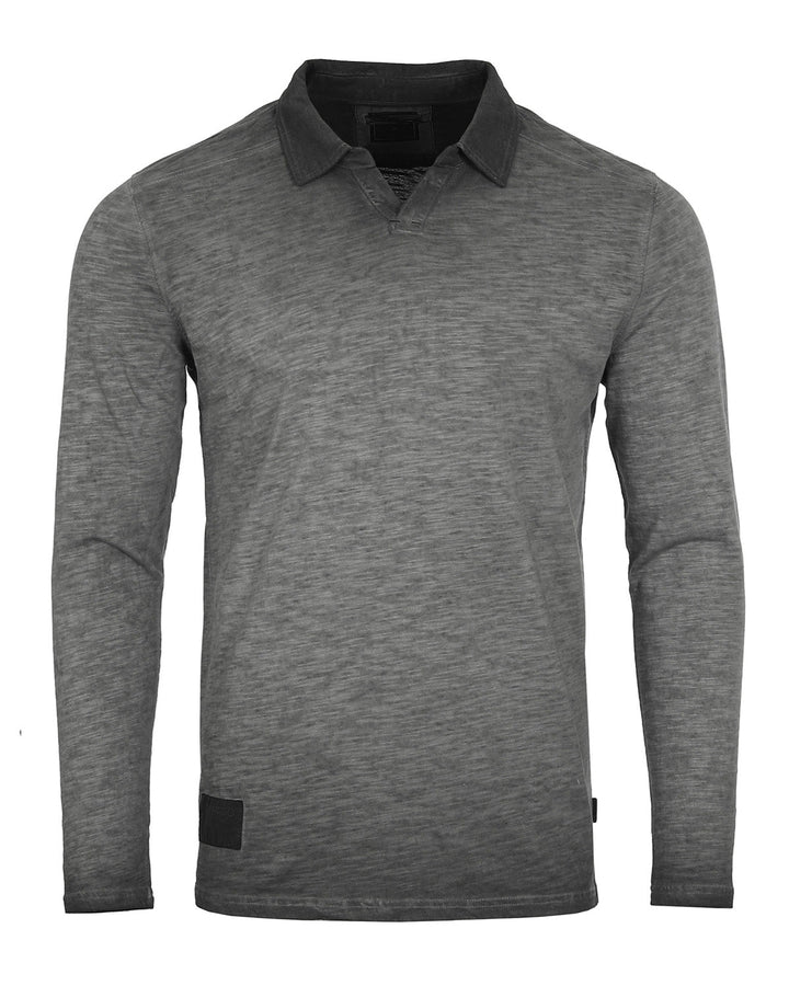 Long Sleeve Vintage V-Neck Henley Polo T-Shirt