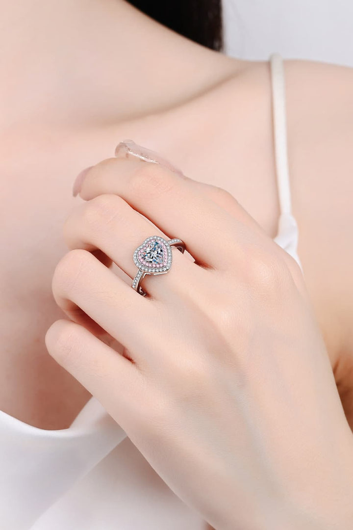 1 Ct Moissanite Heart 925 Sterling Silver Ring