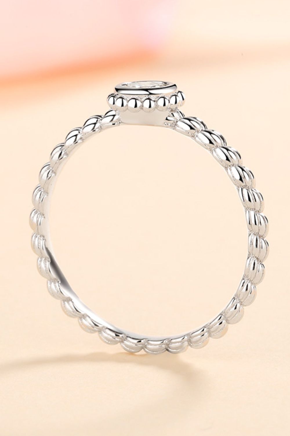 Round Moissanite 0.3 Ct Rhodium-Plated Ring