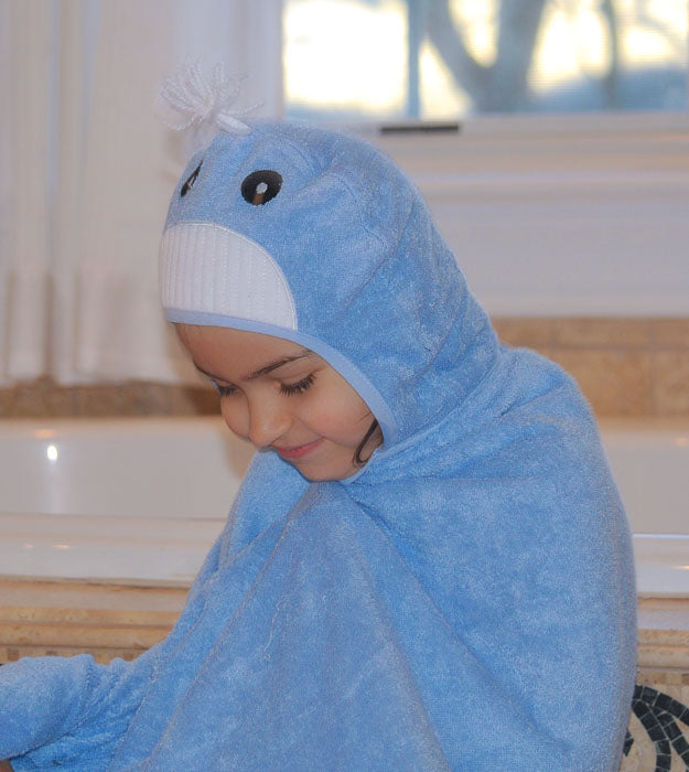 Bamboo Rayon Whale Hooded Turkish Towel Little Kid
