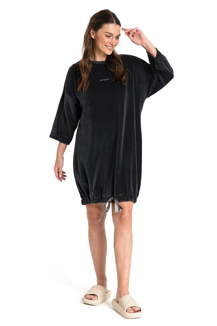 LaLupa Relaxed Fit Tunic Dress Charcoal Grey