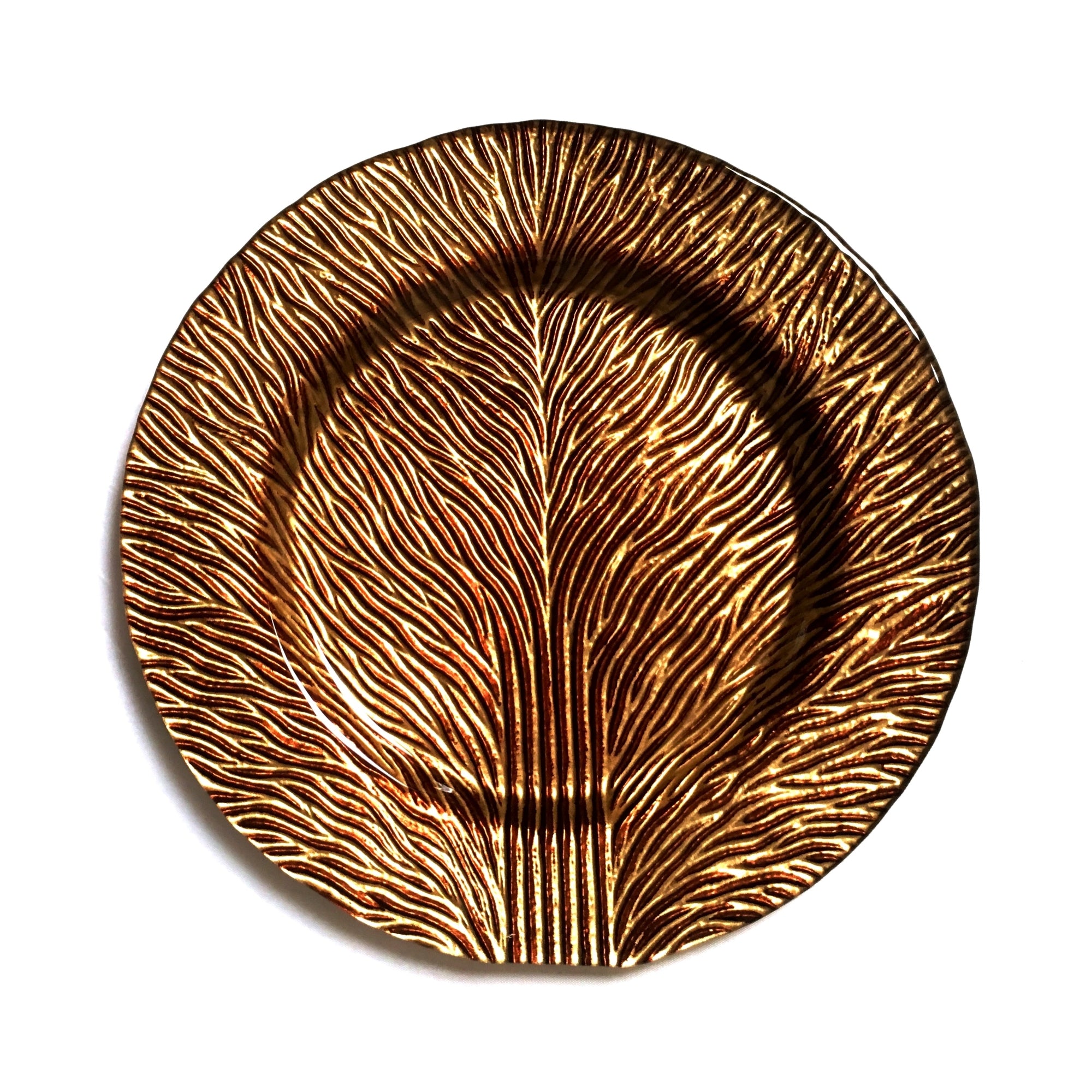 Set of 2 Tree of Life 8" Gold Brown Salad Plates