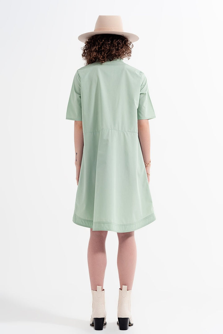 High Low Dress with Empire Waistline in Green