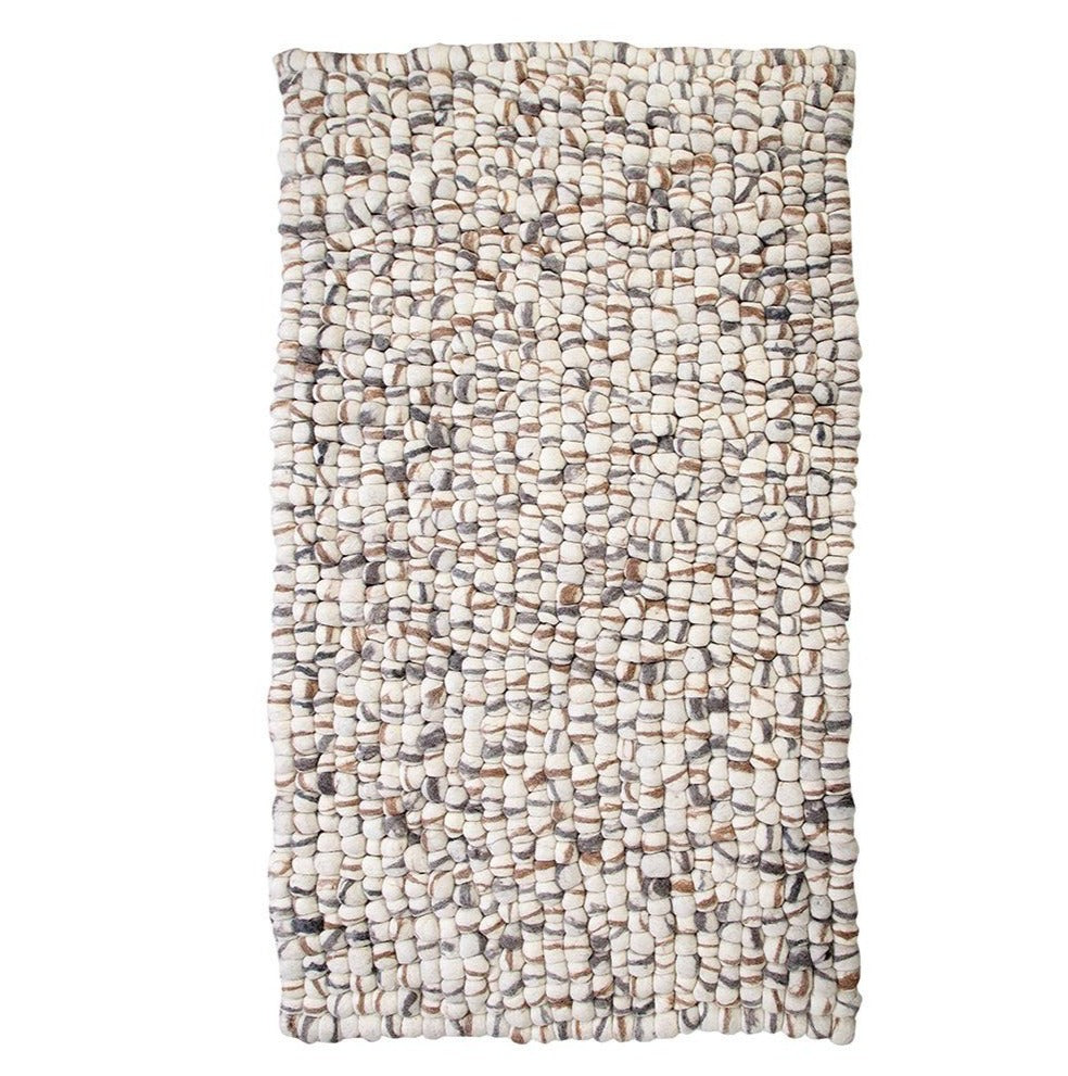 Amala Handmade Wool Felt Pebble Rug Brown Stripes