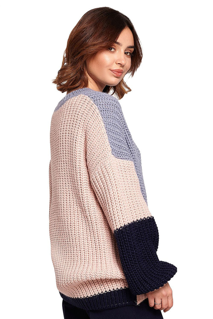 Color Block Round Neck Knitted Sweater