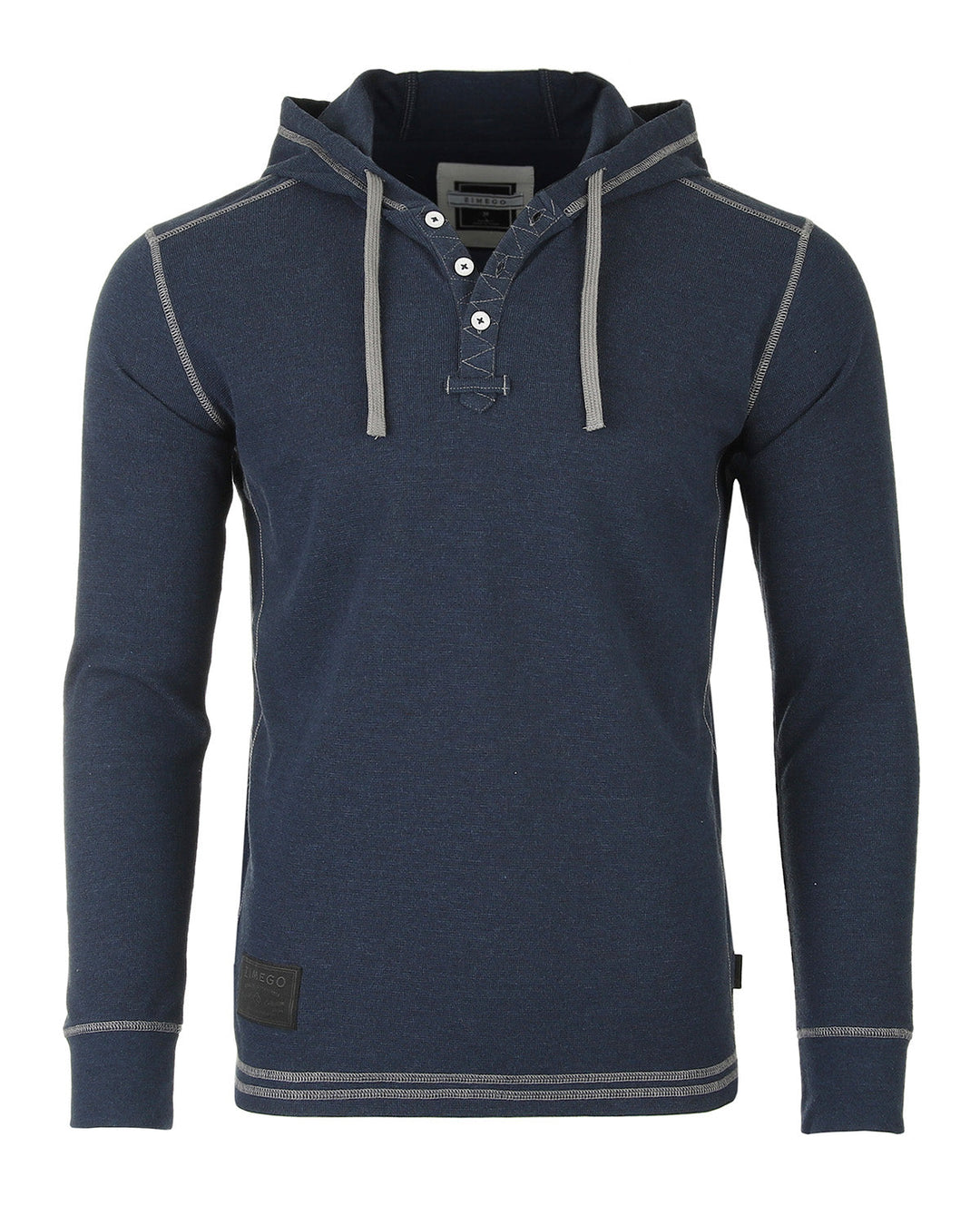 Navy Men's Thermal Long Sleeve Lightweight Fashion Hooded Henley