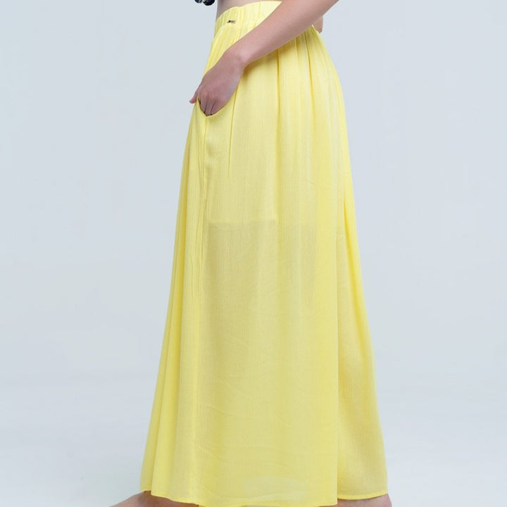 Yellow Maxi Skirt with Pockets