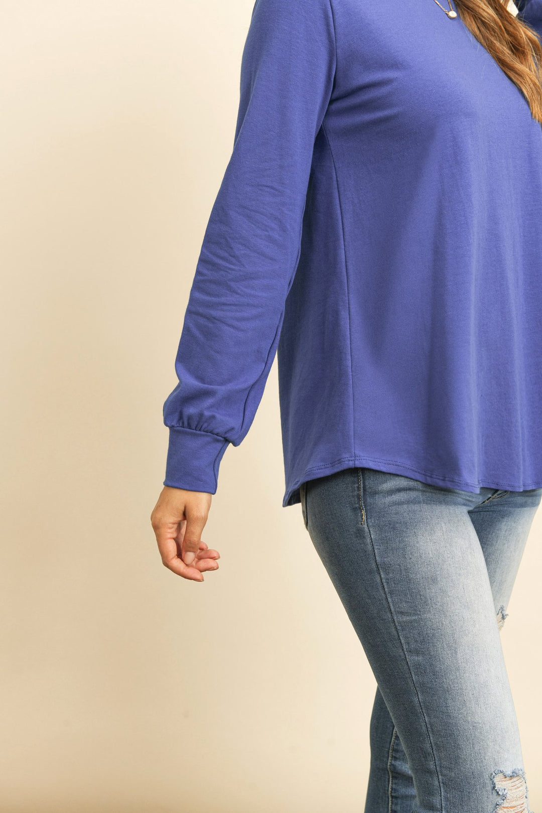 Long Sleeve Round Neck Solid Top