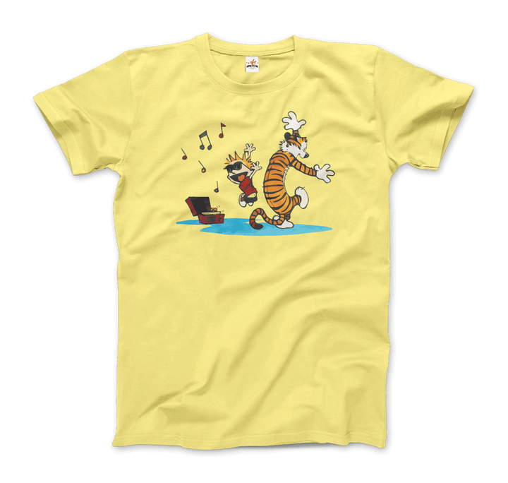 Calvin and Hobbes Dancing With Record Player T-Shirt