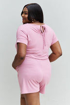 Chilled Out Full Size Short Sleeve Romper in Light Carnation Pink