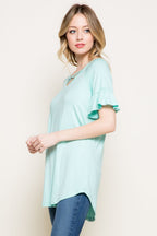 Ruffle Sleeve Criss Cross Tunic