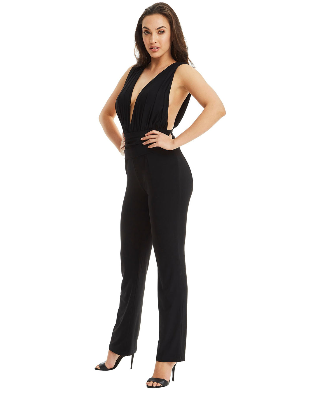 V-Neck Jumpsuit in Black