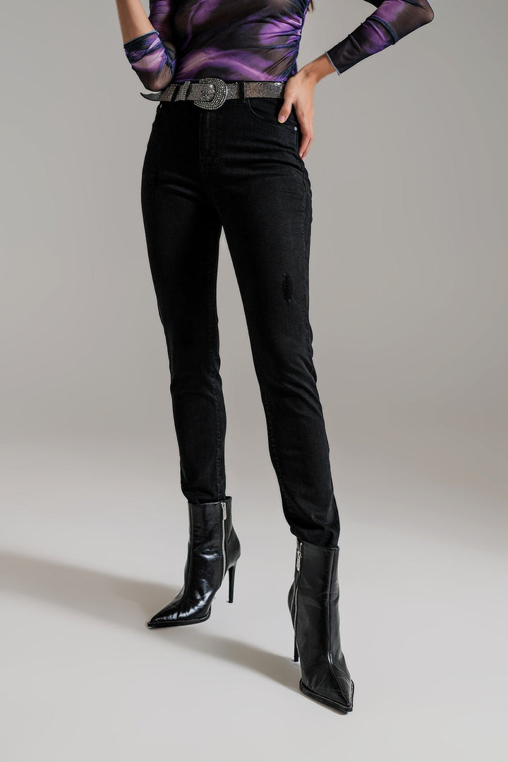 High Waisted Skinny Jeans in Black