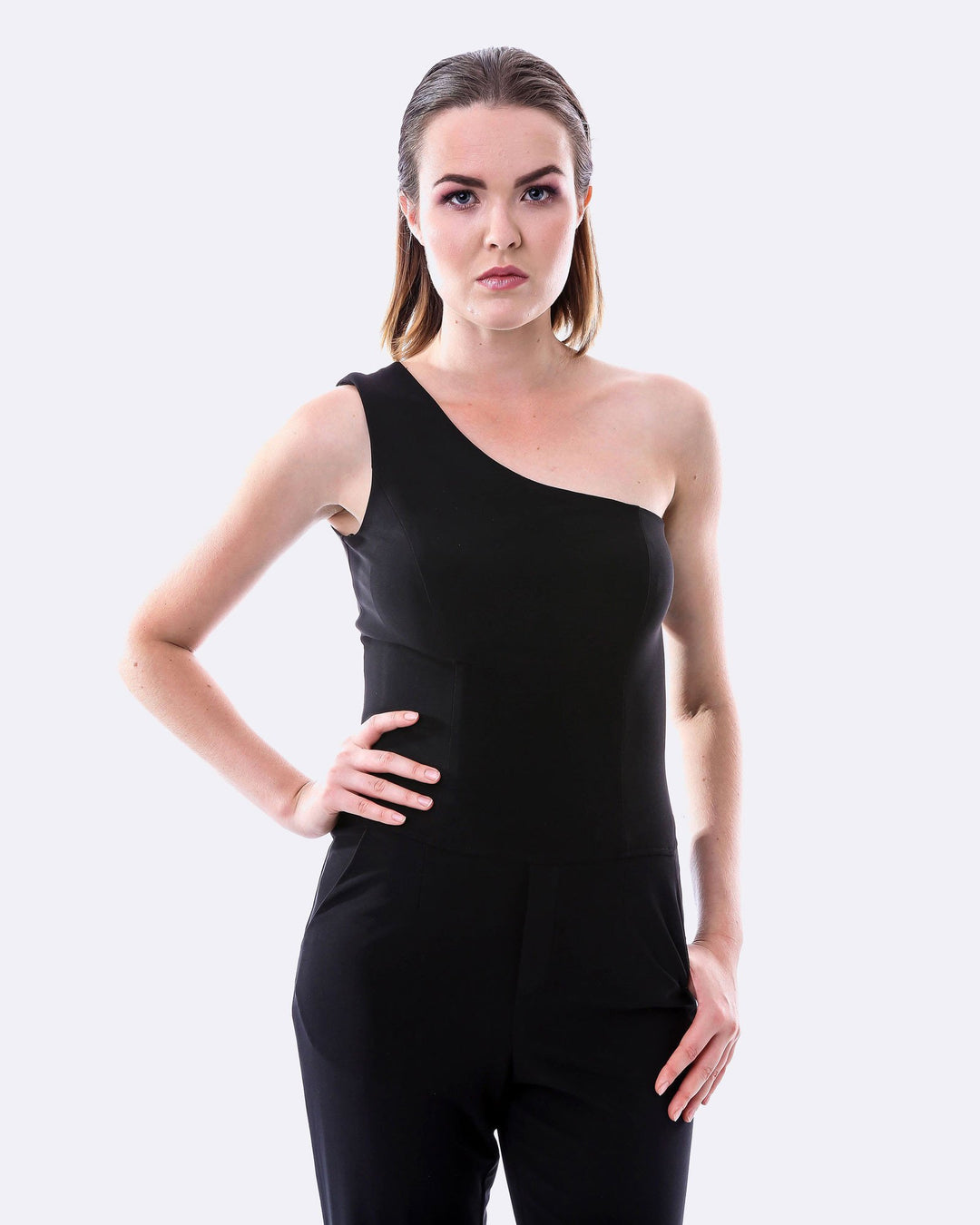 One Shoulder Jumpsuit in Black