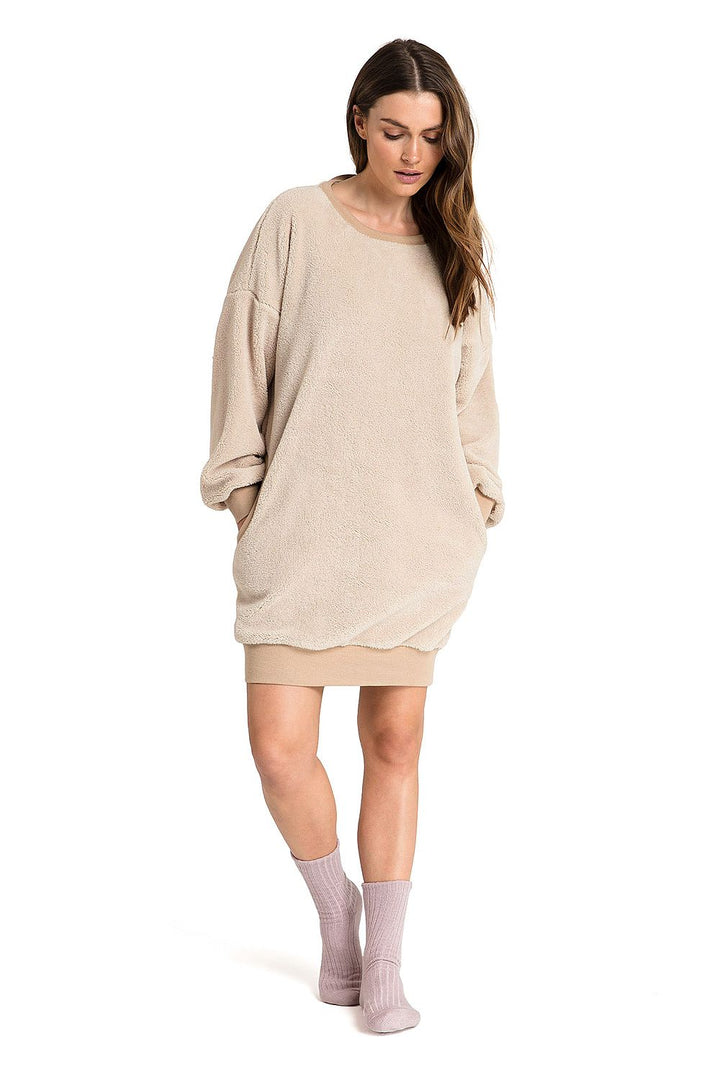 LaLupa Relaxed Fit Tunic Dress Beige