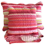 Happy Stunning Stripes Red & Pink Scalloped Coverlet Bedspread Set