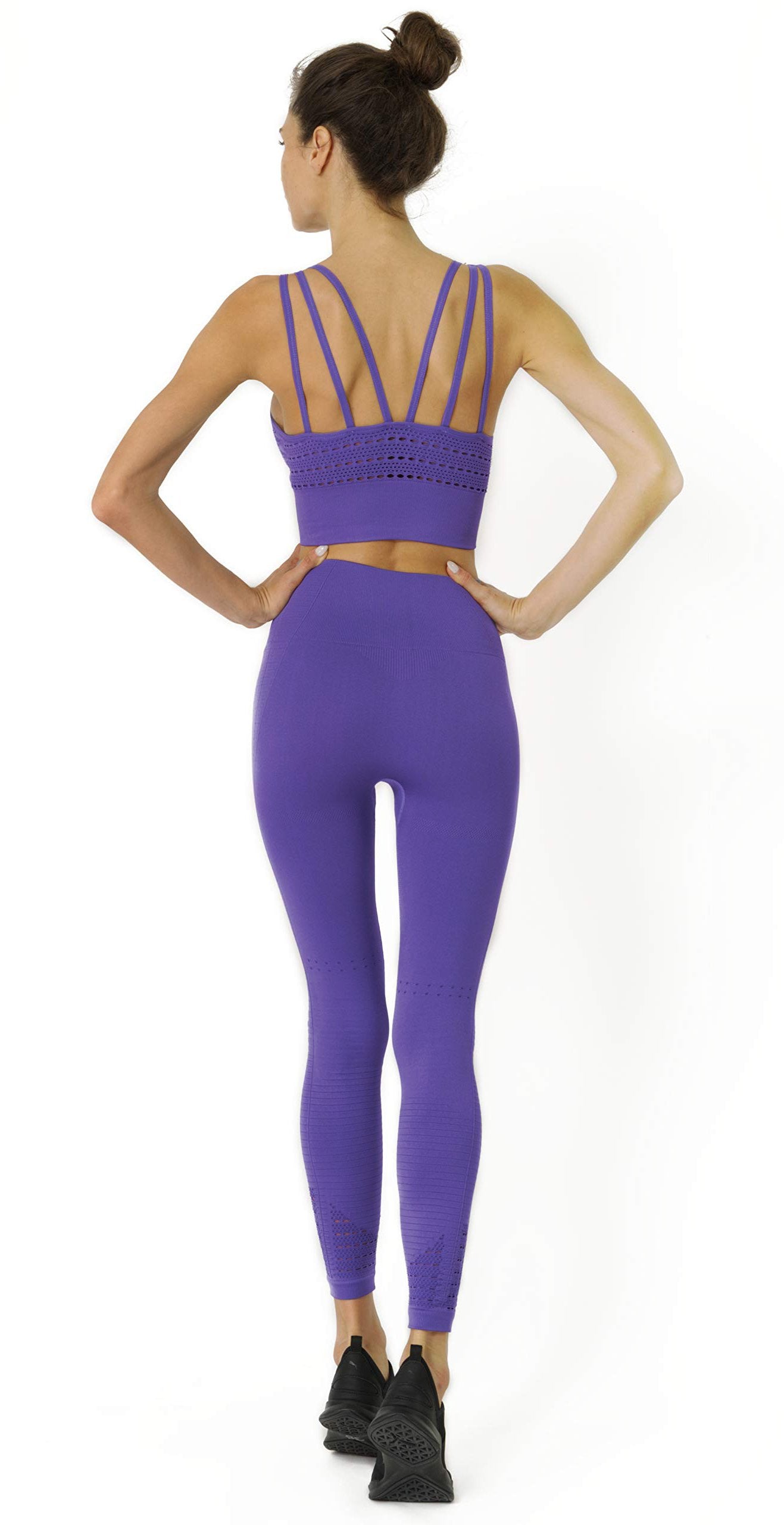 Mesh Seamless Set Bra and Leggings in Purple