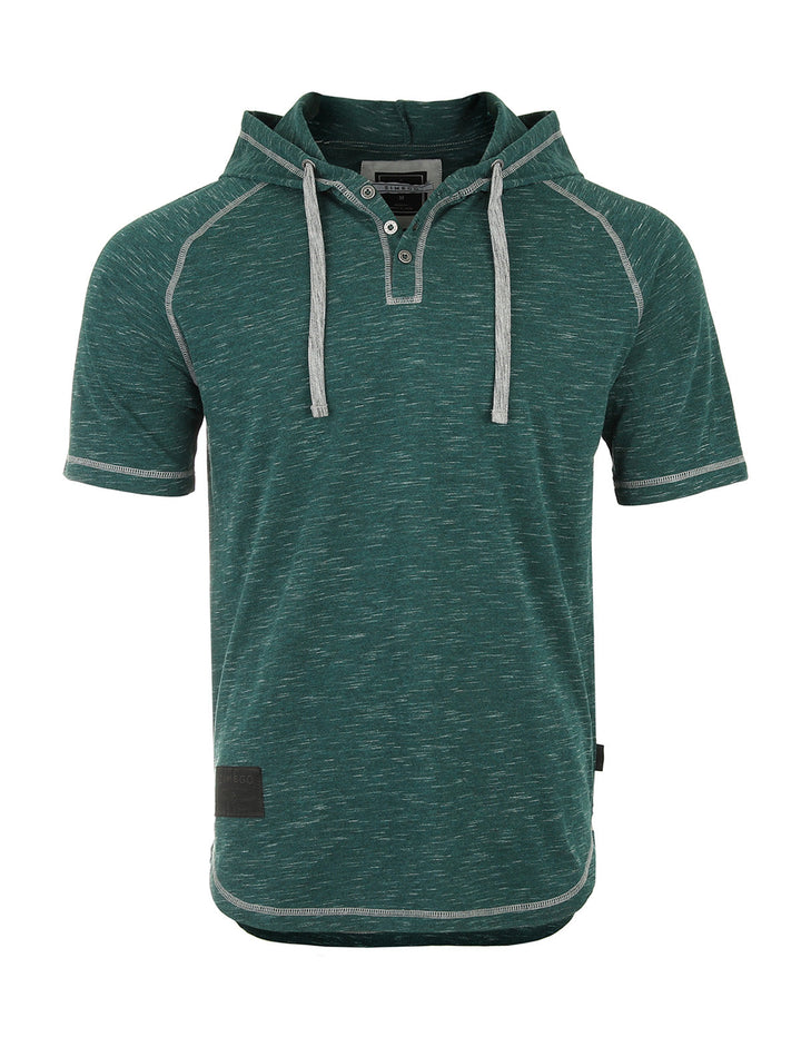 Green Short Sleeve Raglan Henley Hoodie