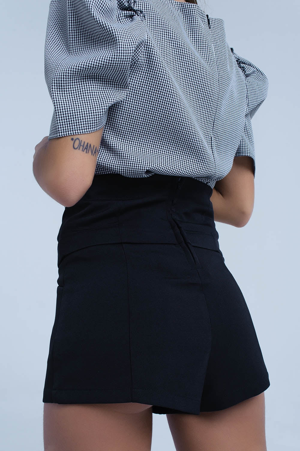 Black Shorts with Tie Detail