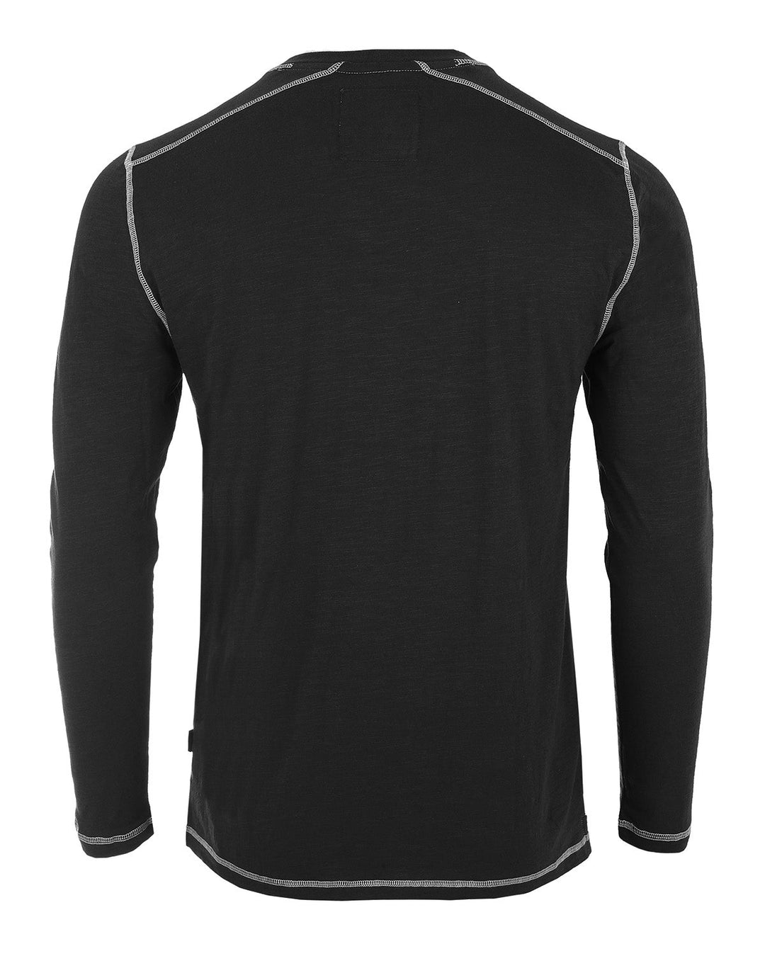 Black Vintage Long Sleeve Notch V-Neck Henley Casual Shirt