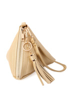 Pyramid Shape Tassel Wristlet Leather Bag