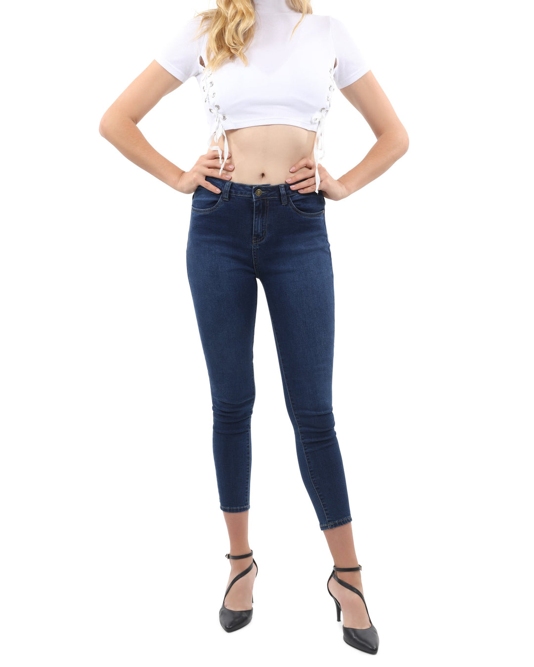 Talus High Waisted Skinny Jeans Dark Blue