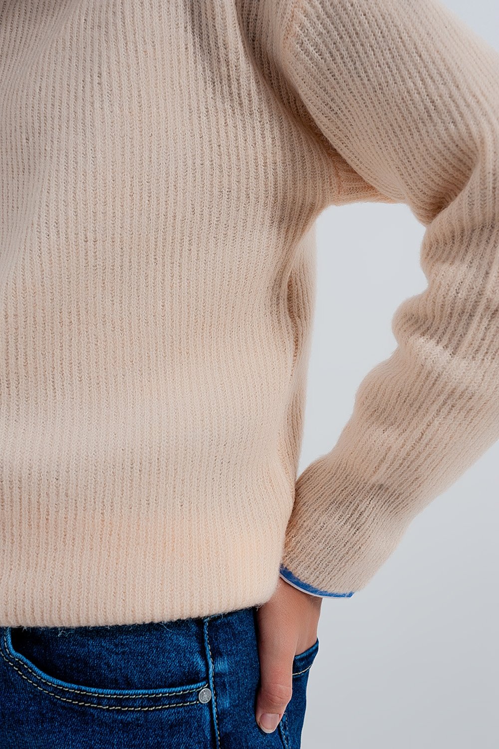 Beige Crew Neck Jumper