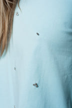 Blue T-Shirt with Strass Details