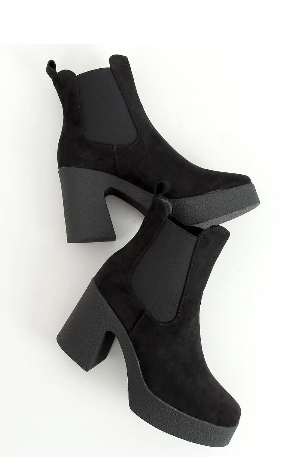Black Suede Block High Heel Boots