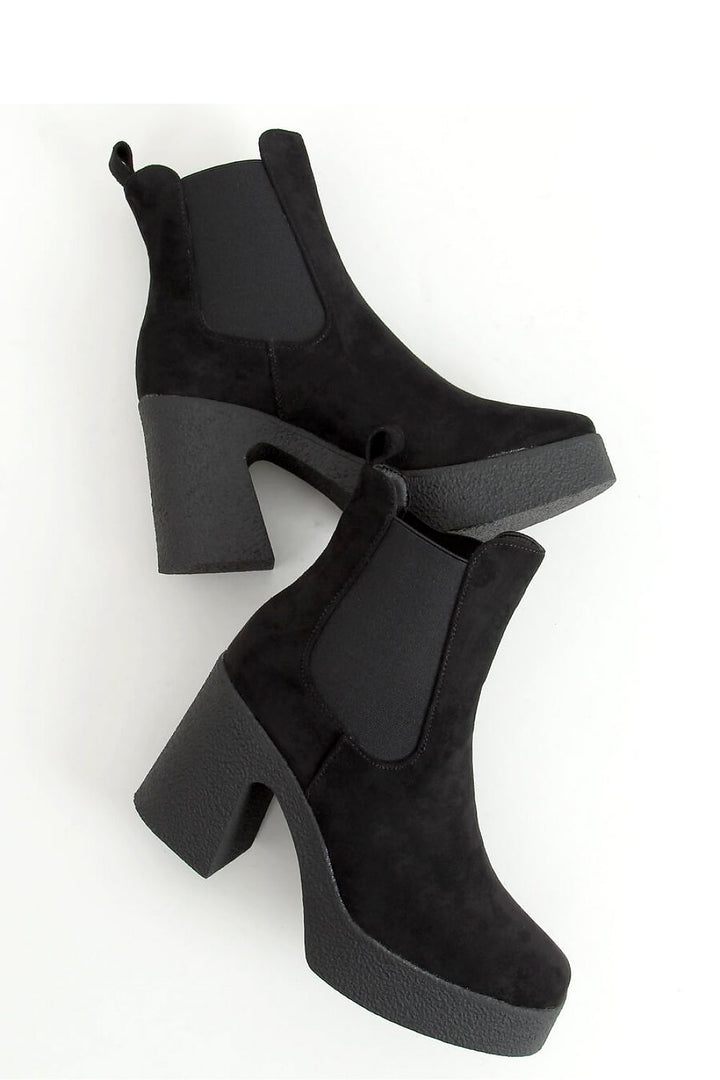 Black Suede Block High Heel Boots