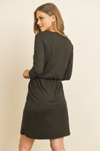 Cinch Waist 3/4 Sleeve Dress