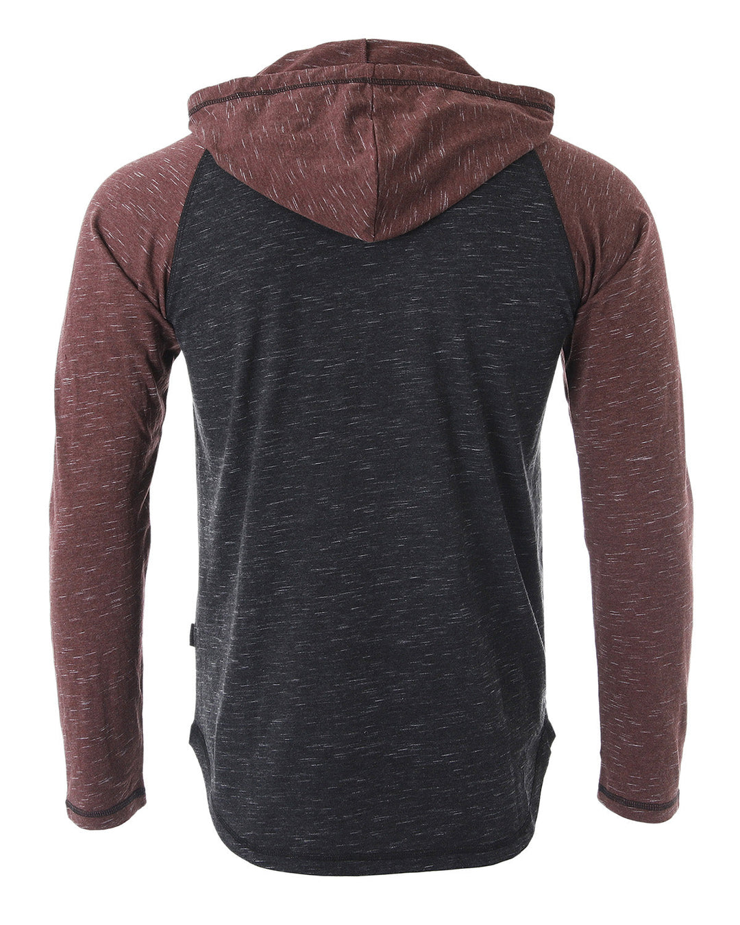 Black and Maroon Raglan Hooded Henley