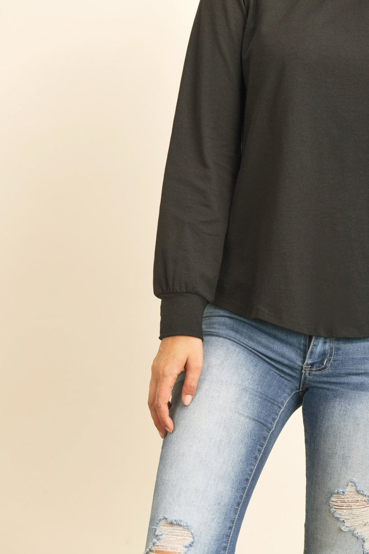 Long Sleeve Round Neck Solid Top