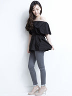 Girls Grey Denim Legging Pants