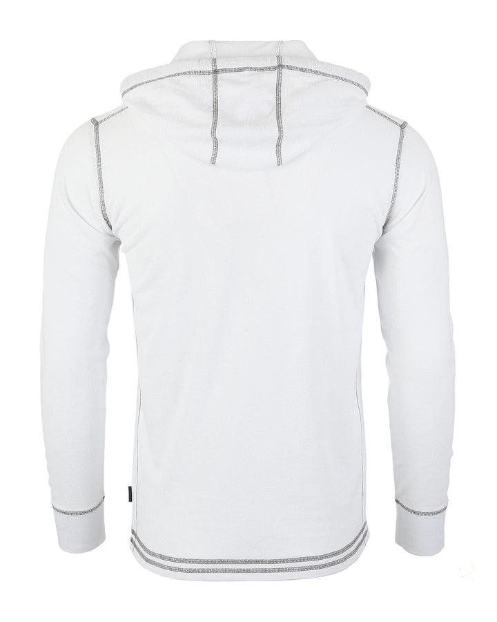 White Men's Thermal Long Sleeve Lightweight Fashion Hooded Henley