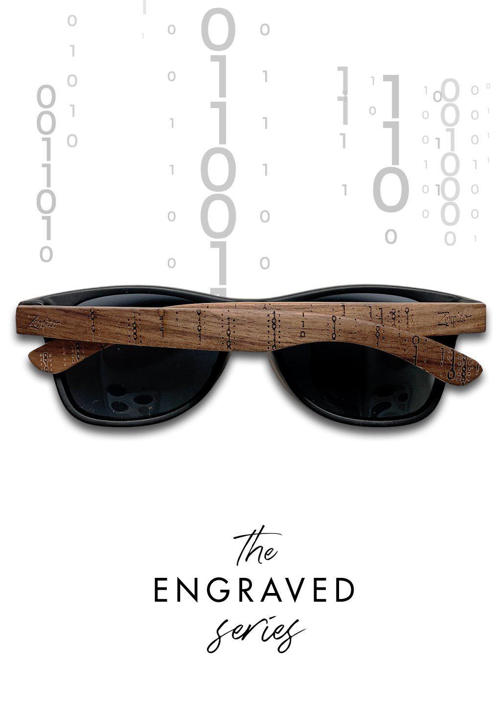 Eyewood Engraved Wooden Sunglasses | Binary