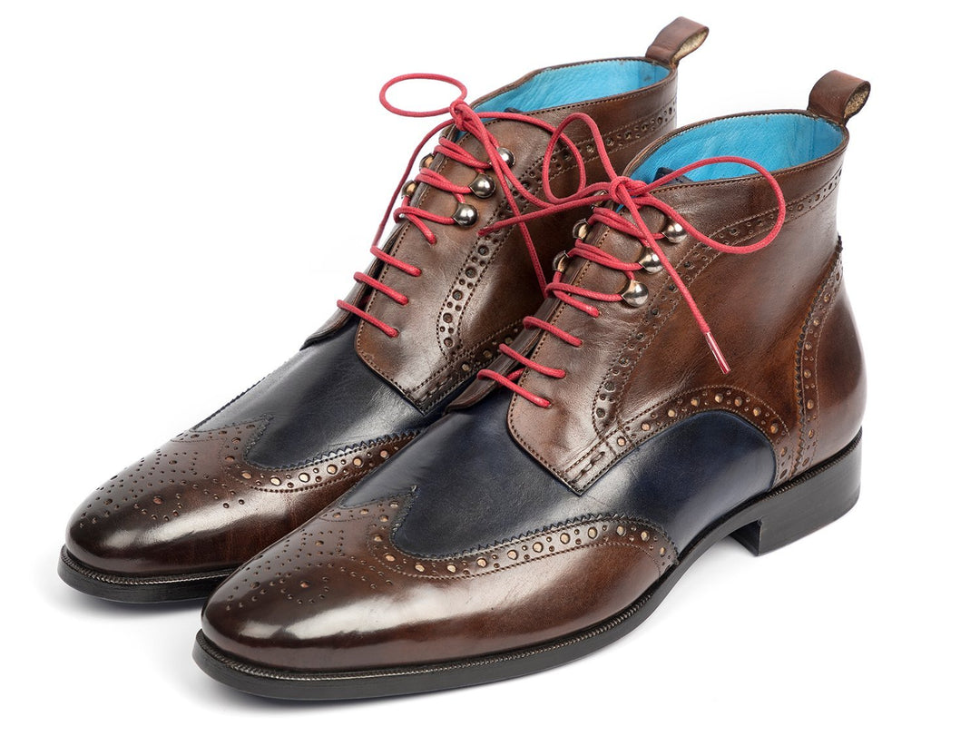 Paul Parkman Wingtip Ankle Boots Dual Tone Brown & Blue