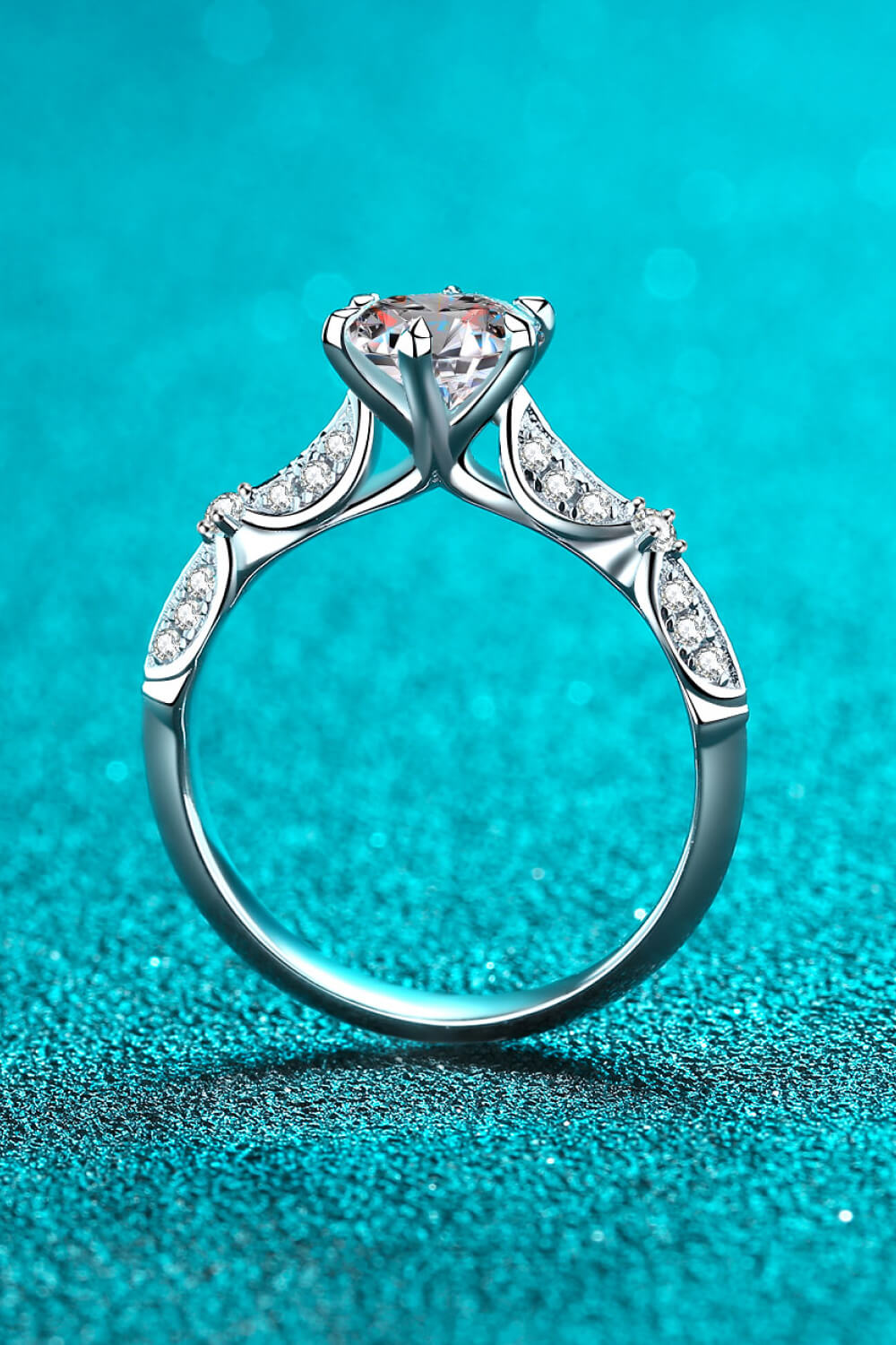 Inlaid Moissanite 6-Prong Ring in 925 Sterling Silver