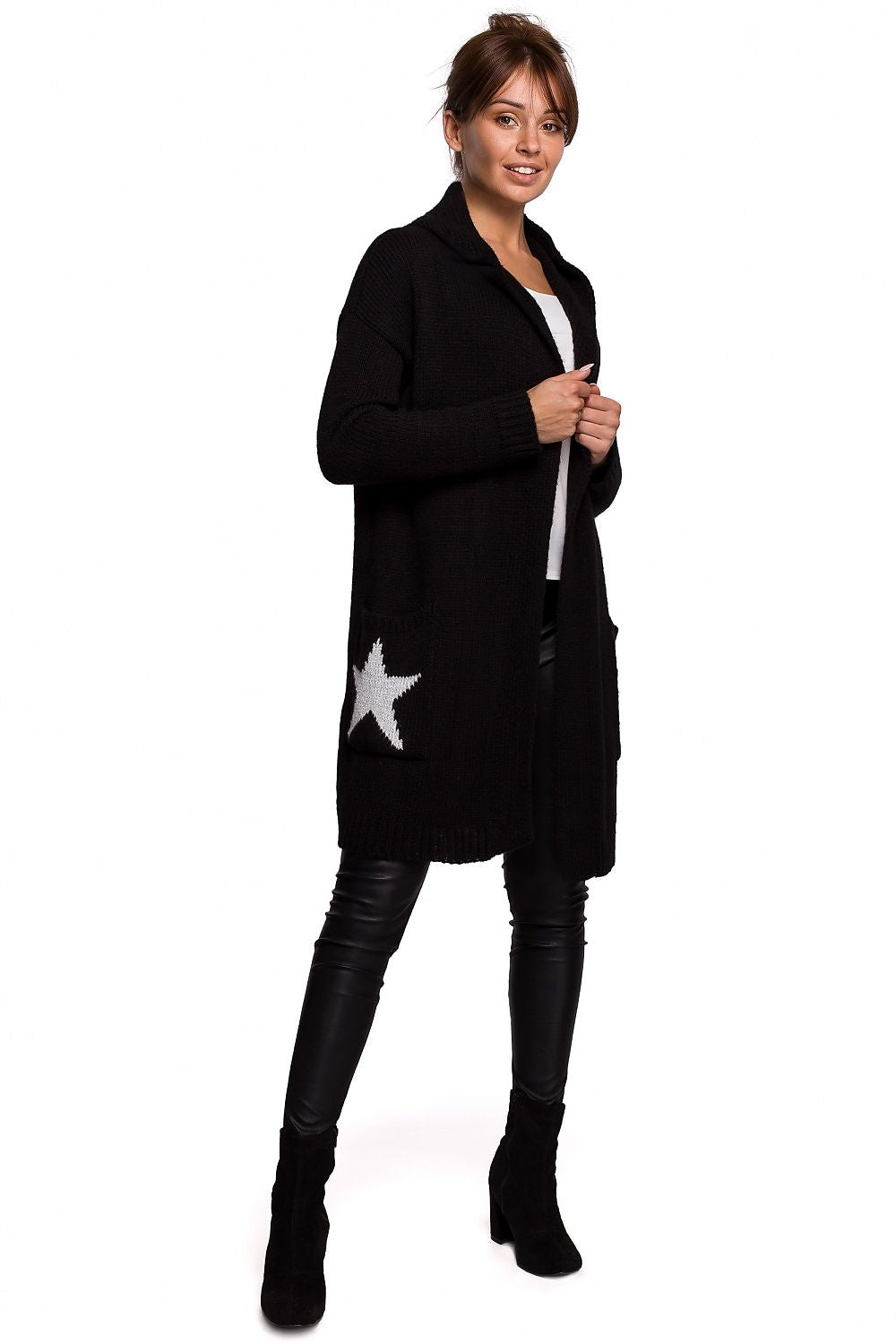 Relaxed Fit Long Cardigan with Pockets