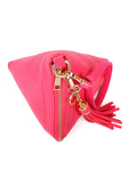 Pyramid Shape Tassel Wristlet Leather Bag
