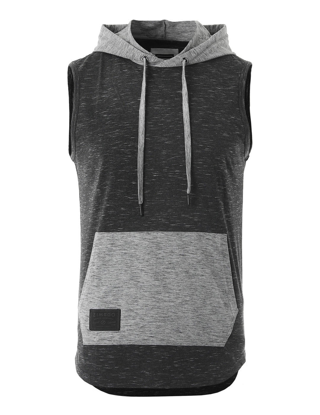 Color Block Sleeveless Pullover Kangaroo Pocket Workout Hooded Tank