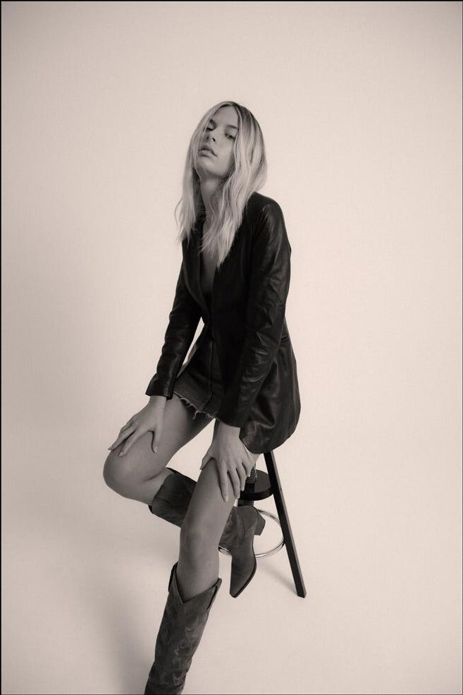 Black Leather Basic Blazer