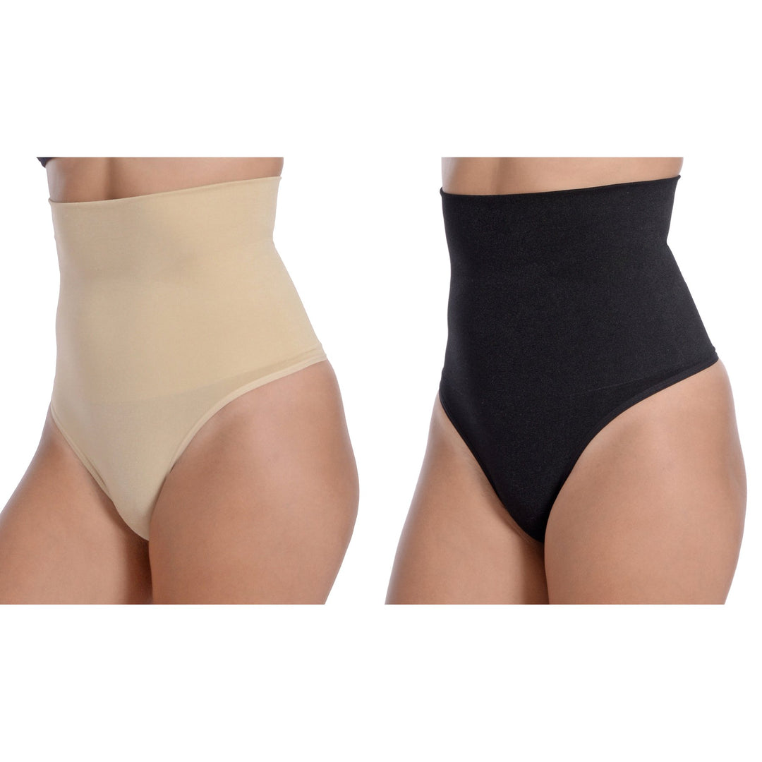 Seamless Hi-Waist Shaper with Thong Bottom 2 Pack