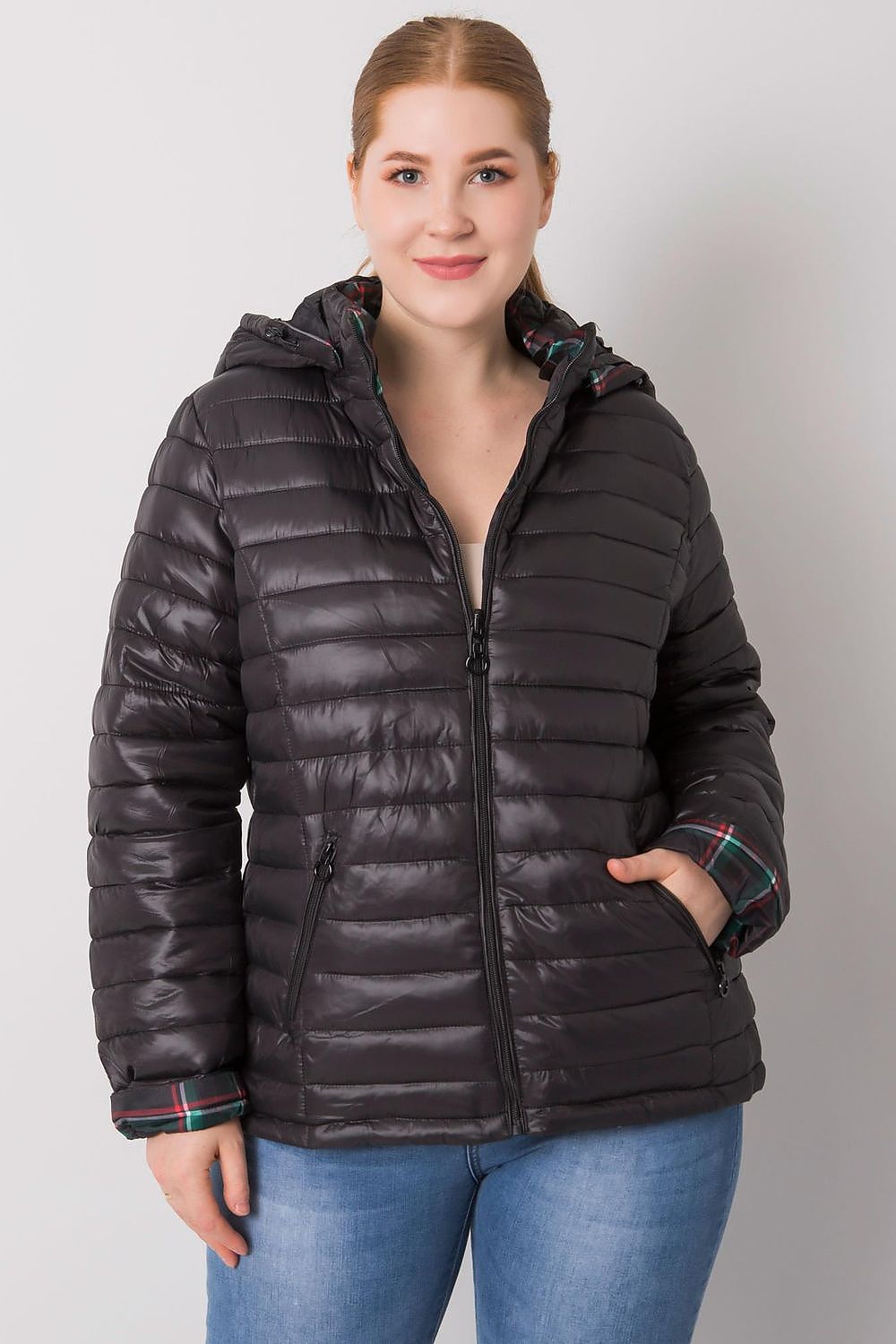Black Quilted Jacket with Hood