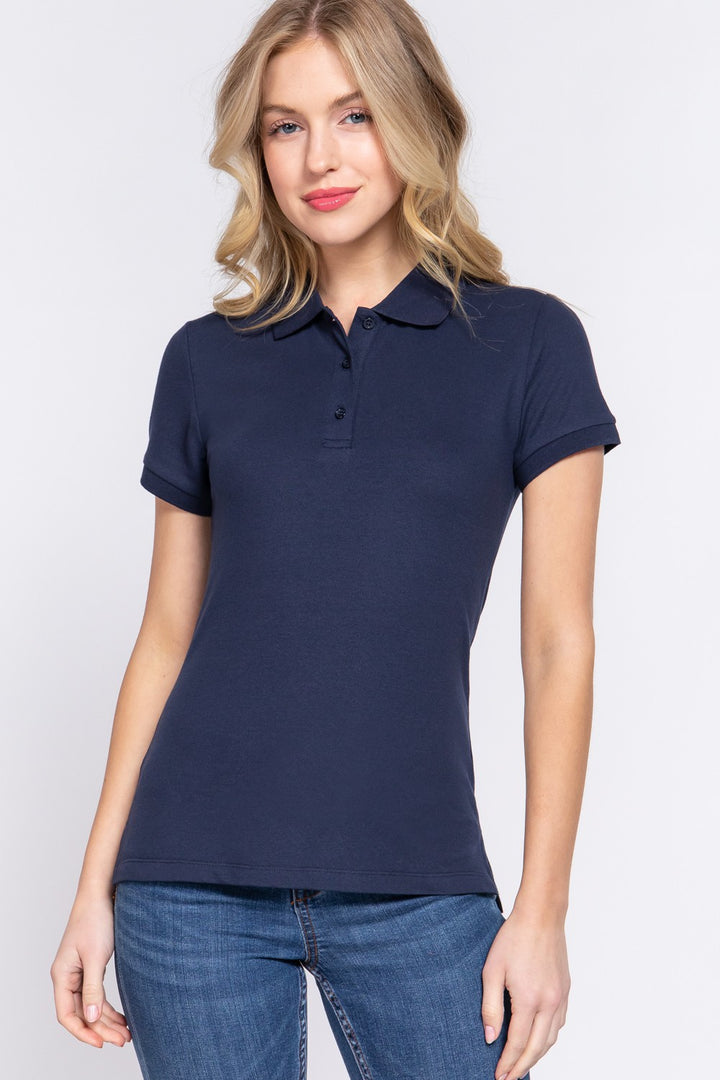 Full Size Classic Short Sleeve Polo Top