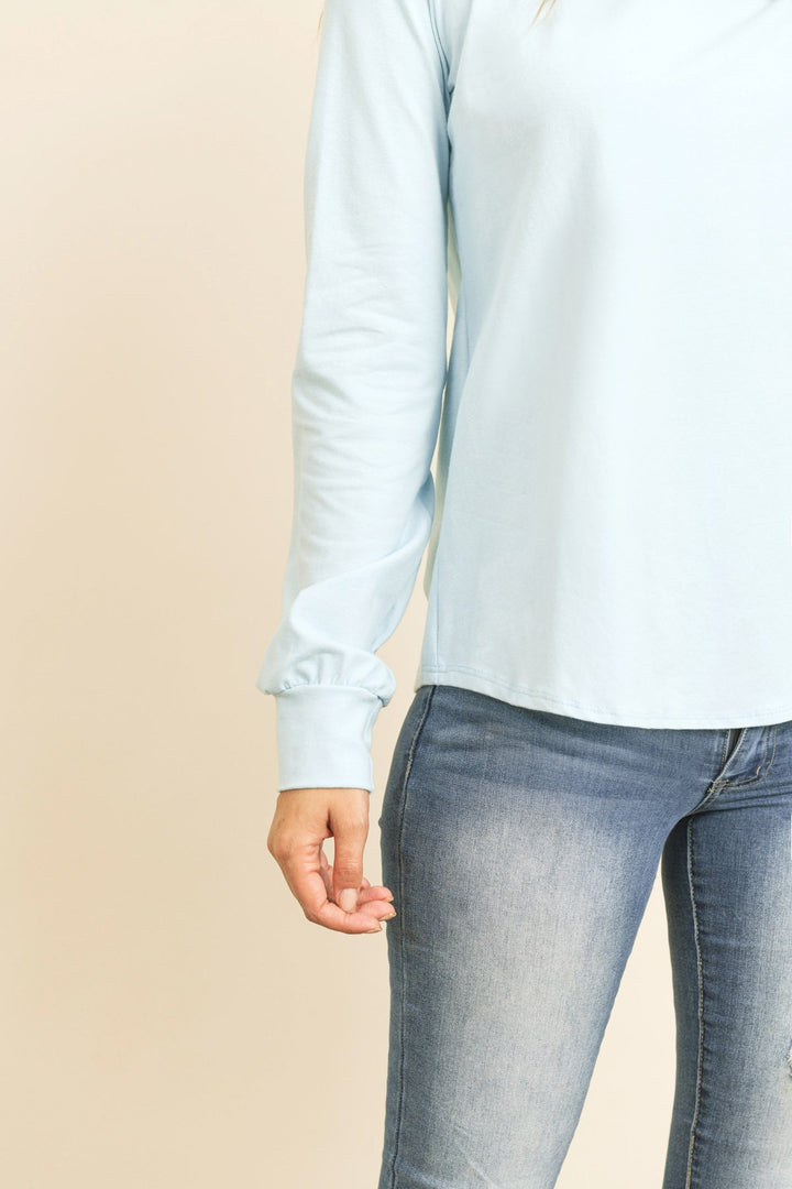 Long Sleeve Round Neck Solid Top