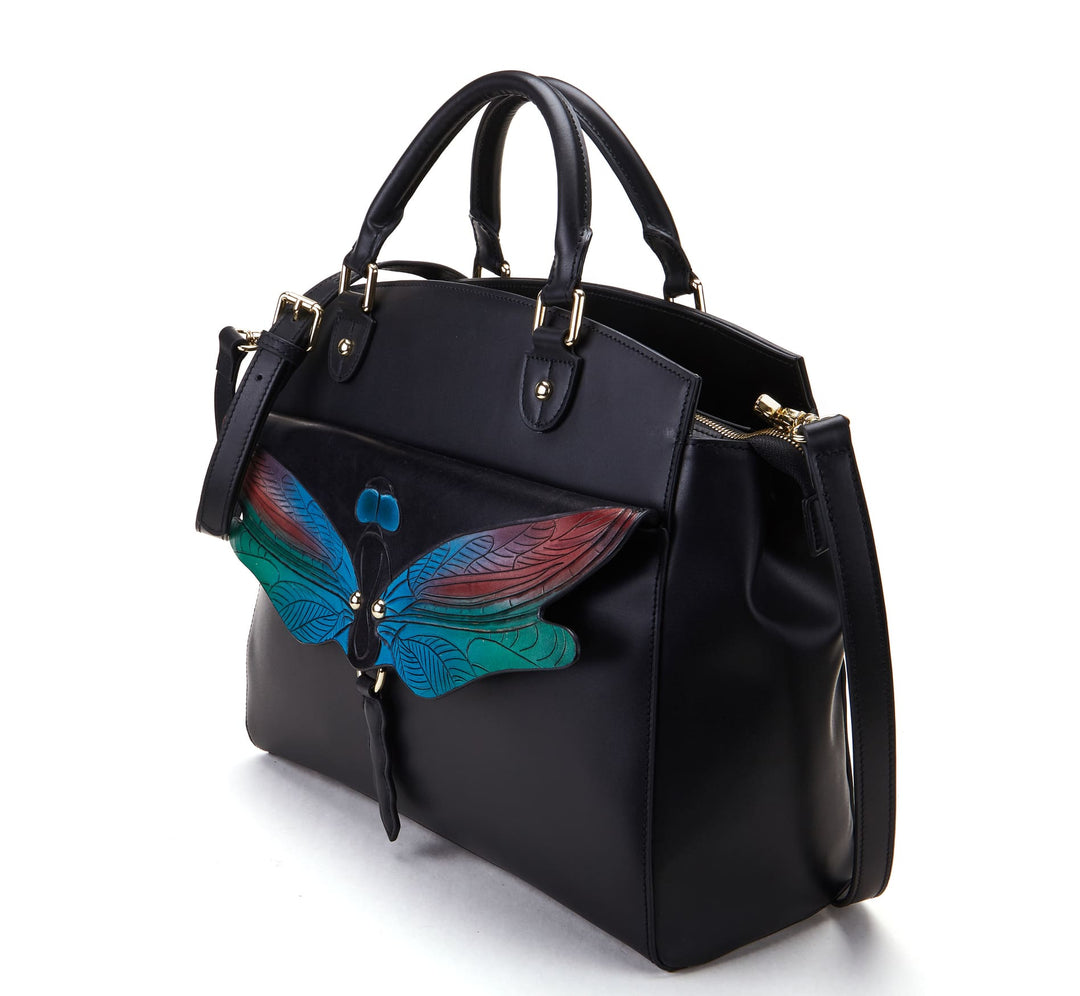 Dragonfly Black Shoulder Bag