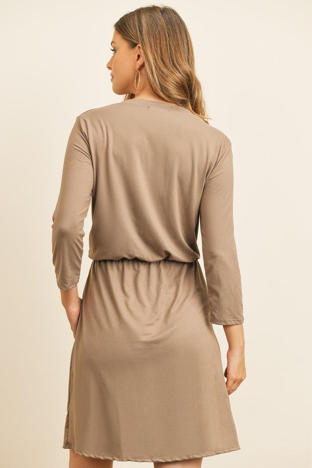 Cinch Waist 3/4 Sleeve Dress