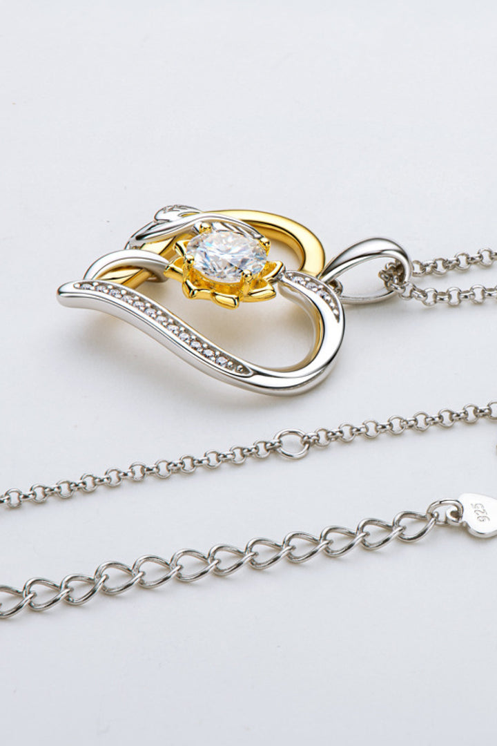 Two-Tone 1 Ct Moissanite Heart Pendant Necklace